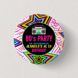 Custom Retro Neon 80er Geburtstagsparty Button
