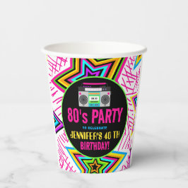 Custom Retro Neon 80er Geburtstagsparty Pappbecher