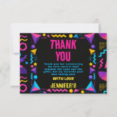 Custom Retro Neon 80's Birthday Party Dankeskarte (Vorderseite)