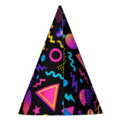 Custom Retro Neon 80's Birthday Party Partyhütchen (Rückseite)