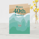 Custom Retro Open Water Schwimmbad 40. Geburtstag Karte (Gelbe Blume)