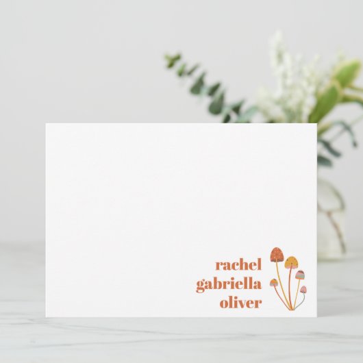 Custom Retro Orange Mushroom Checkerboard Mitzvah Dankeskarte (Stehend Vorderseite)