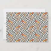 Custom Retro Orange Mushroom Checkerboard Mitzvah Dankeskarte (Rückseite)