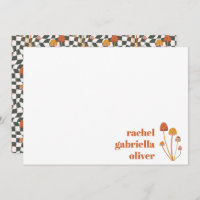 Custom Retro Orange Mushroom Checkerboard Mitzvah