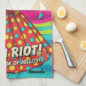 Custom retro painting laughing lady Jolly Red Geschirrtuch (Viertel Falte)