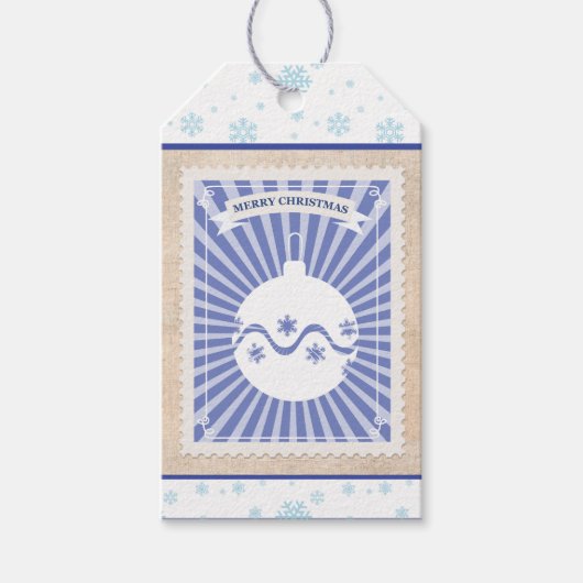 Custom Retro Paper Briefmarke Frohe Weihnachtsschm Geschenkanhänger (Vorderseite)