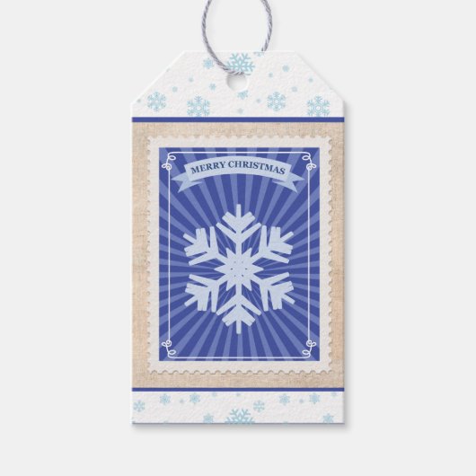 Custom Retro Paper Briefmarke Frohe Weihnachtsschn Geschenkanhänger (Vorderseite)