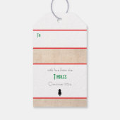Custom Retro Paper Briefmarke Merry Christmas Tree Geschenkanhänger (Rückseite)