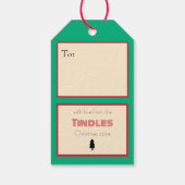 Custom Retro Paper Briefmarke mit Green Christmas  Geschenkanhänger (Rückseite)