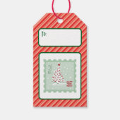 Custom Retro Paper Briefmarke Post Snow Weihnachts Geschenkanhänger (Vorderseite)