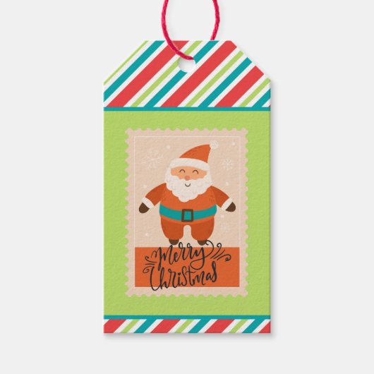 Custom Retro Paper Briefmarke Strip Santa Claus Ca Geschenkanhänger (Vorderseite)
