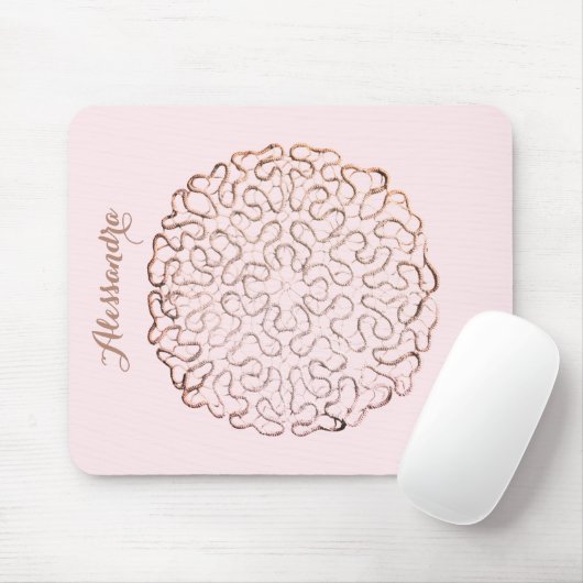 Custom Retro Pastel Pink Ombre Rose Gold Doily  Mousepad (Mit Mouse)