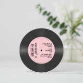 Custom Retro Pink Imitate Vinyl Record Hochzeit Einladung (Stehend Vorderseite)