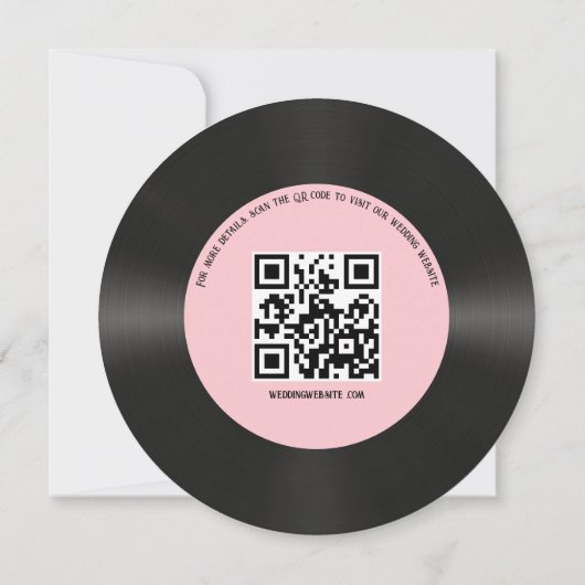Custom Retro Pink Imitate Vinyl Record Hochzeit Einladung (Rückseite)