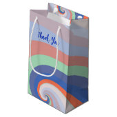 Custom Retro Rainbow Swirl Vielen Dank Kleine Geschenktüte (Rückseite Schrägansicht)