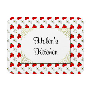 Custom Retro Red Strawberry and Blume Magnet