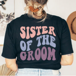 Custom Retro Schwester der Groom Wedding Party T-Shirt