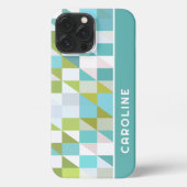 Custom Retro Squares Dreiecke Polygon Art Muster iPhone Hülle (Rückseite)