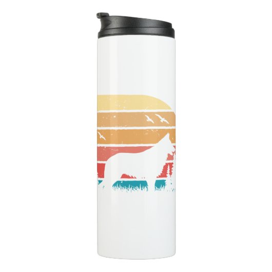 Custom Retro Styling German Shepherd Dog Lover Thermosbecher (Nach rechts gedreht)