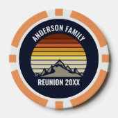Custom Retro Sunset Mountain Navy Blue Pokerchips (Vorderseite)