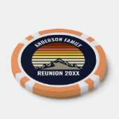 Custom Retro Sunset Mountain Navy Blue Pokerchips (Einzeln)