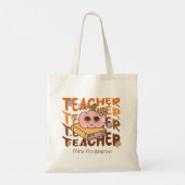 Custom Retro Teacher - Halloween Pumpkin & Book Tragetasche (Rückseite)