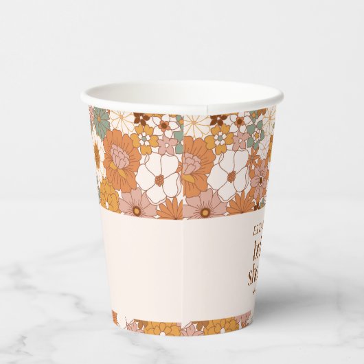 Custom Retro Terracotta Boho Floral Brautparty Pappbecher (Rechts)
