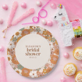 Custom Retro Terracotta Boho Floral Brautparty Pappteller (Party)