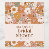 Custom Retro Terracotta Boho Floral Brautparty Weinetikett (Einzelnes Label)