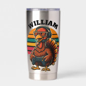 Custom Retro Thanksgiving Turkey Gamer Thermobecher (Rückseite)