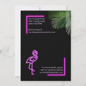 Custom Retro Tropical Neon Pink Flamingo Wedding Einladung (Rückseite)