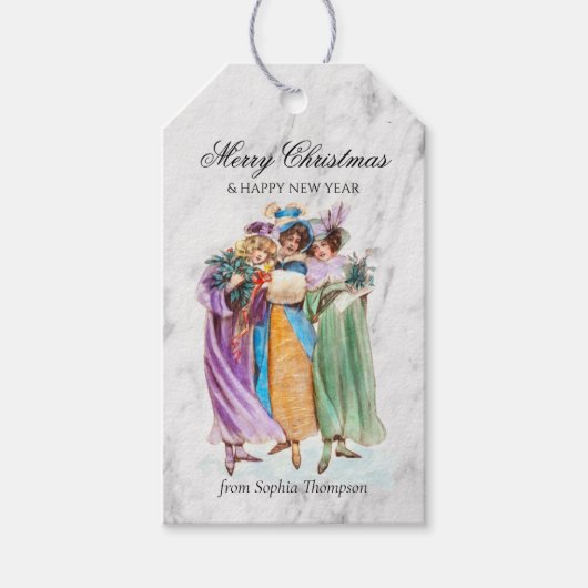 Custom Retro Vintage Weihnachts-Party Ladys Geschenkanhänger (Vorderseite)