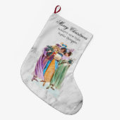 Custom Retro Vintage Weihnachts-Party Ladys Großer Weihnachtsstrumpf (Vorderansicht (hängend))