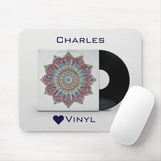 Custom Retro Vinyl Record Psychedelic Hippy Sleeve Mousepad (Mit Mouse)
