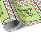 Custom Retro Weihnachten "Naughty is a New Nice" Geschenkpapier (Rolleneckpunkt)