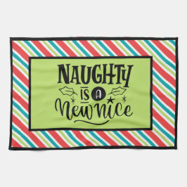 Custom Retro Weihnachten "Naughty is a New Nice" Geschirrtuch