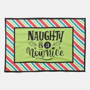 Custom Retro Weihnachten "Naughty is a New Nice" Geschirrtuch