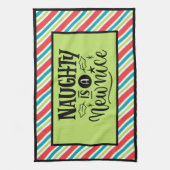 Custom Retro Weihnachten "Naughty is a New Nice" Geschirrtuch (Vertikal)