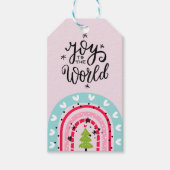 Custom Retro Weihnachts-Regenbogen "Joy to the Wor Geschenkanhänger (Vorderseite)