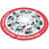 Custom Retro Weihnachtskatzen Polyester Weihnachtsbaumdecke (Schrägansicht)