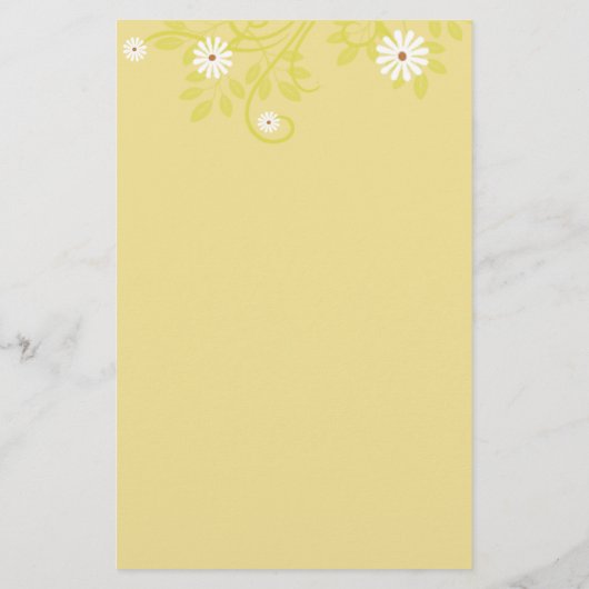 Custom Retro White Daisy Borders Stationery Briefpapier (Rückseite)