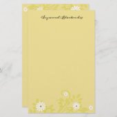 Custom Retro White Daisy Borders Stationery Briefpapier (Vorne/Hinten)