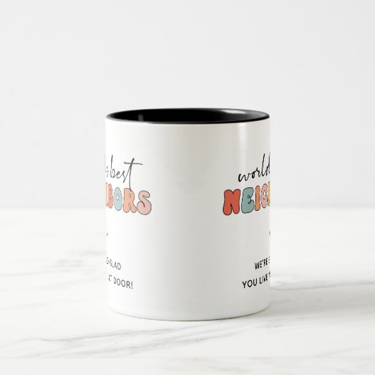Custom Retro World's Best Neighbors Zweifarbige Tasse (Mittel)