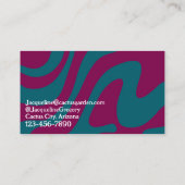 Custom Retro Zebra Streifen Wavy Lines Magenta Aqu Visitenkarte (Rückseite)