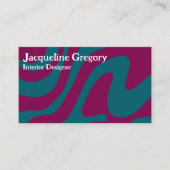 Custom Retro Zebra Streifen Wavy Lines Magenta Aqu Visitenkarte (Vorderseite)