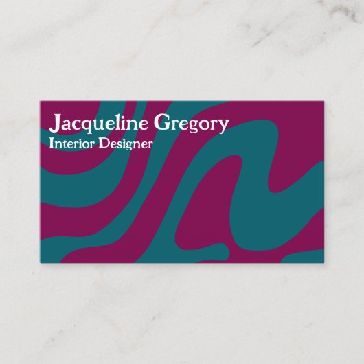 Custom Retro Zebra Streifen Wavy Lines Magenta Aqu Visitenkarte (Vorderseite)