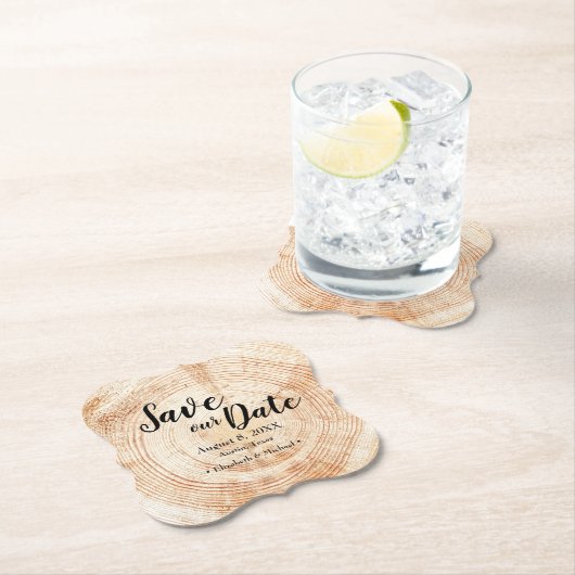 Custom Rett unser Datum Holzkorn Hochzeit rustikal Untersetzer (Vor Ort)