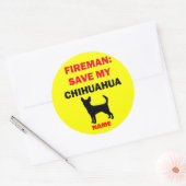 Custom Rette My Chihuahua Runder Aufkleber (Umschlag)