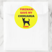 Custom Rette My Chihuahua Runder Aufkleber (Tasche)