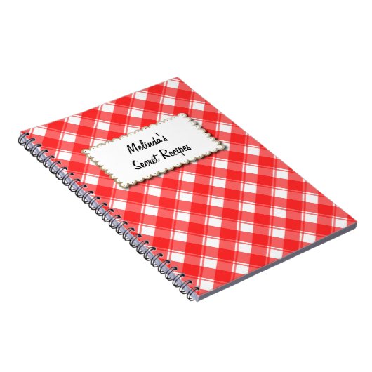 Custom Rezept Notebook Red and White Kariert Patte Notizblock (Rechte Seite)